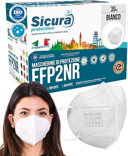 Ochranná maska FFP2 CE Sicura - 1 kus Biela