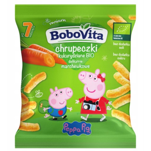 BoboVita Bio kukuričné chrumky pre deti Mrkva 20g 7m+