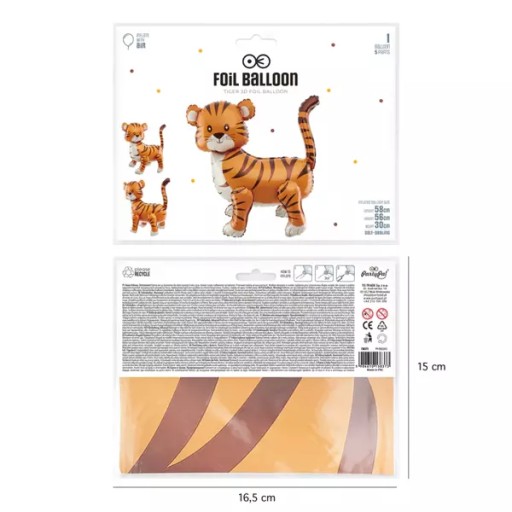 Narodeninové balóny Ročný TIGER Zvieratá Safari ZOO stojace 58cm 1ks