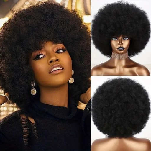 DÁMSKA Parochňa AFRO ČIERNA KUČERATÉ VLASY REALISTICKÝ OBJEM