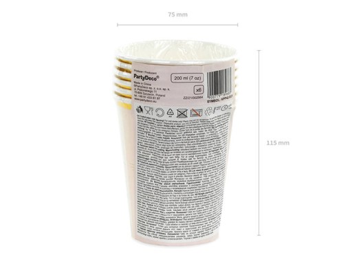 Narodeninové papierové poháre Kitties Cats Mačka na narodeniny ružové 200ml 6 ks