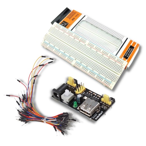 Súprava 3v1 MB-102 doska 830 polí + zdroj + štartovacie káble 65 ks pre Arduino