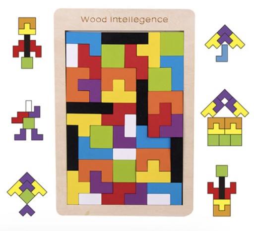 DREVENÉ BLOKY TETRIS PUZZLE 40 KUSOV TANGRAM