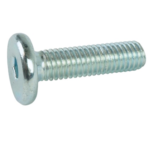 10x metrická skrutka M8 x 30 mm biela pozinkovaná s hlavou valca, nábytková skrutka