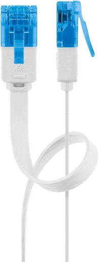 Sieťový patch kábel LAN RJ45 cat.6A plochý U/UTP, biely 0,5 m