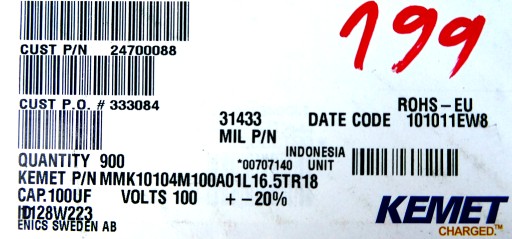 Fólia EVOX 100nF 0,1uF 20% 100V AC 10ks
