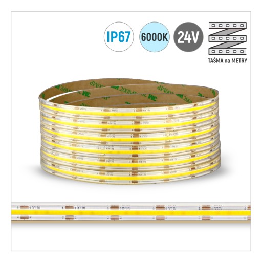 COB STRIP 480LED/M IP67 6000K STUDENÁ 9W/mb 24V DC/1 METER NETRVALÉ SV.