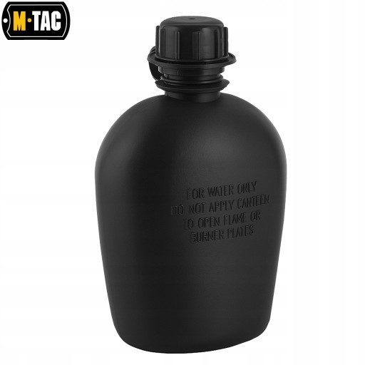 Vojenská turistická jedáleň, fľaša na vodu, jedáleň M-Tac, 1 l, čierna