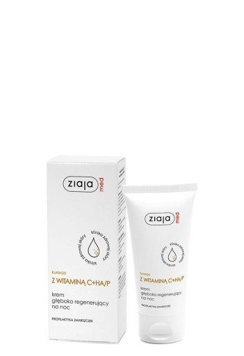Ošetrenie Ziaja Med s nočným krémom s vitamínom C + HA/P