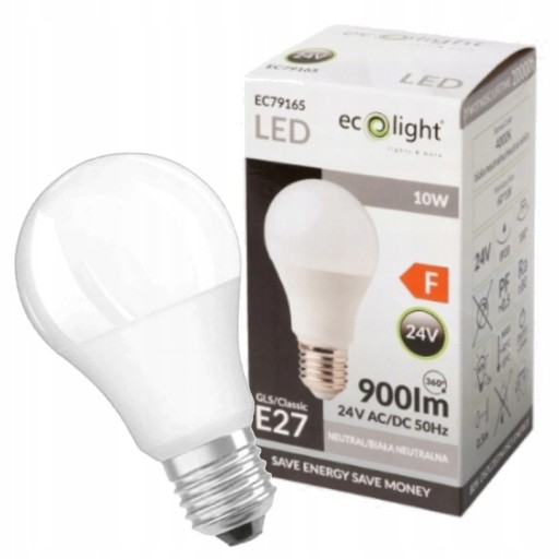 NÍZKAPÄŤOVÁ LED ŽIAROVKA E27 10W 24V NEUTRÁL