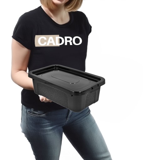 Plastový box na organizáciu nádob s krytom, 4,5l, lesklý čierny box