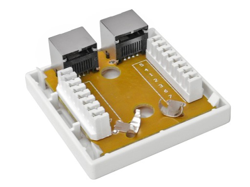 2x RJ45/8P8C STP zásuvka, tienená kat.5E, povrchové LSA kontakty
