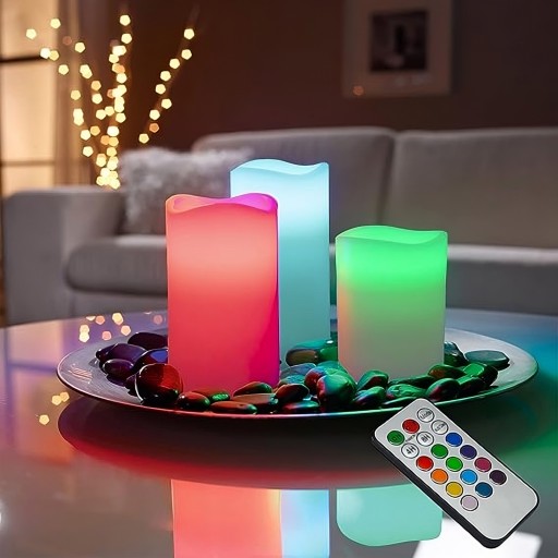 RGB LED SVIEČKY SET FAREBNÝCH SVIEČOK NA DIAĽKU