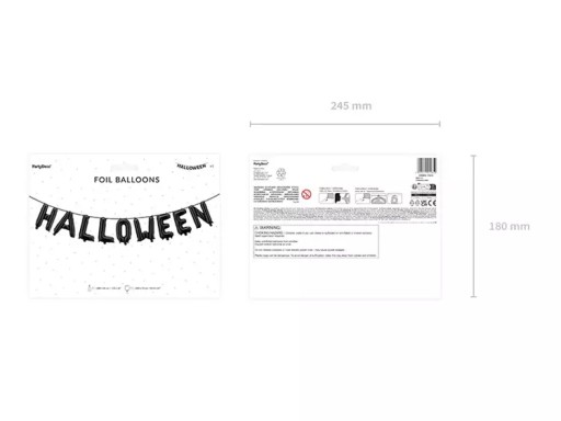HALLOWEENSKÉ DEKORÁCIE ČIERNE BALÓNKY FÓLIE NÁVOD NA NÁVOD FÓLIA GALANDA BANNER 230cm PARTYDECO