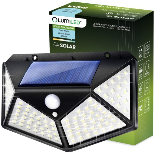 HALOGÉNOVÁ LED SOLARNÁ LAMPA, SÚMRAK POHYBOVÝ SENZOR, ZÁHRADNÁ FASÁDA