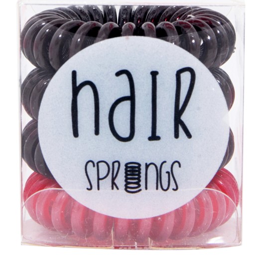HAIR SPRINGS 3+1 hnedé a červené gumičky