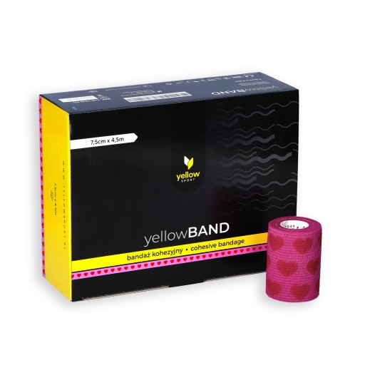 Samolepiaca stabilizačná súdržná bandáž YellowBAND 7,5 cm srdiečka