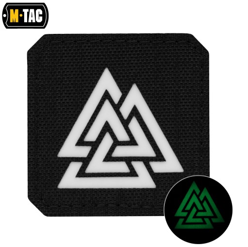 VELCRO NÁŠIVKA LASEROVÝ REZANÝ SYMBOL VALKNUT M-TAC ČIERNY A fluoreskujúci