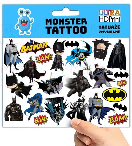 UMÝVAJÚCE DOČASNÉ TETOVANIE PRE DETI DETSKÝ BATMAN ORIGINÁLNE DIZAJNY