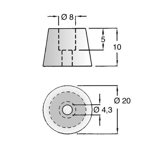 Gumová pätka pre zosilňovač 20x10mm M4