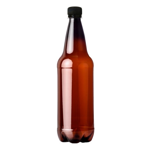 1L PET fľaša na pivo, cider, víno, hnedý uzáver