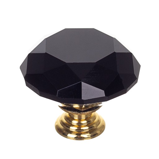Galka Glamour Crystal 40 mm DIAMOND Čierna a zlatá