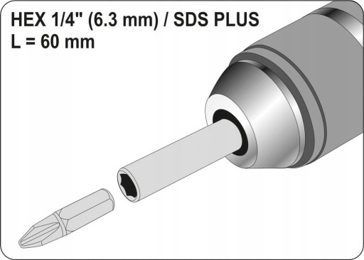 ADAPTÉR YATO SDS PLUS HEX PRE 1/4'' BITOV YT-04690