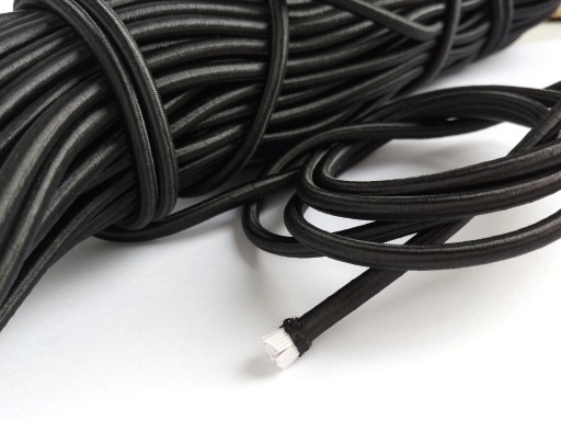 Zapletaná okrúhla gumička, 5 mm, zapletená gumička, ČIERNA gumová šnúrka