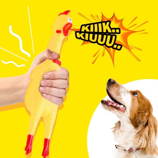 Gumená hračka CHICKEN pre psíka, pískacia kuracia sliepka 16 cm