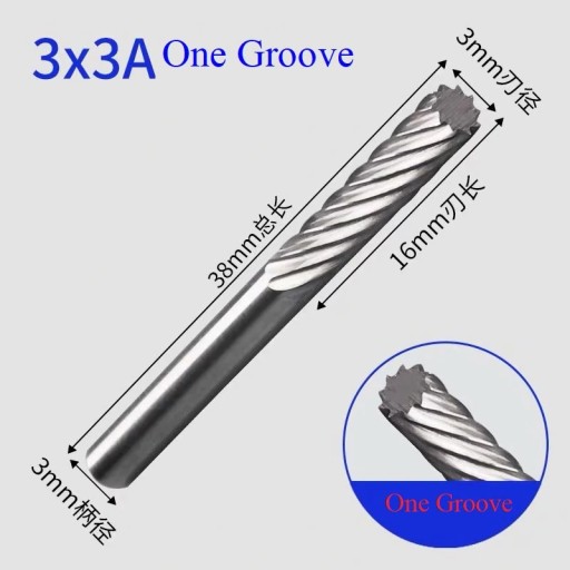 Karbidový pilník 3mm 16mm 38mm VHM pre oceľovú frézu A