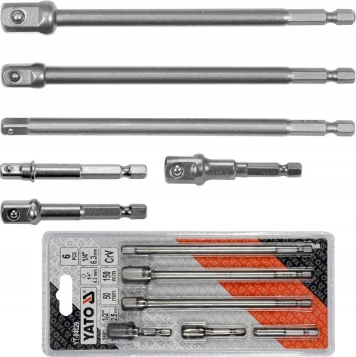 YATO ADAPTÉRY HEX REDUKCIE PRE ZÁSUVKY 1/4 3/8 1/2 5cm, 15cm