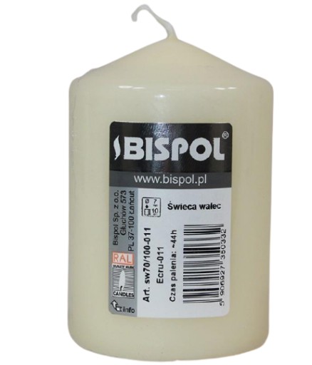 Sviečka valcová BISPOL Aura 50H 12CM SW70/120 ECRU