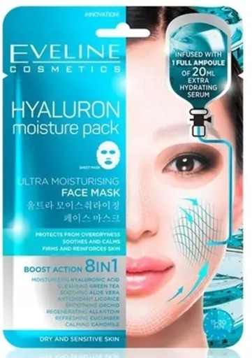 Eveline HYALURON MOISTURING listová maska 8v1