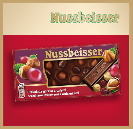 Nussbeisser horká čokoláda oriešky hrozienka 100g