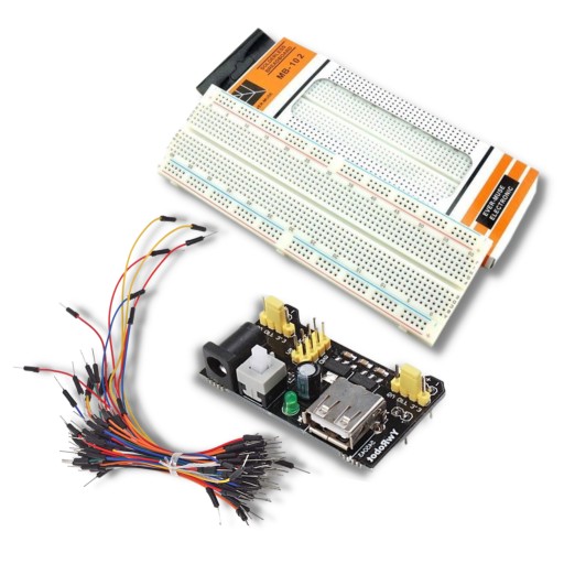 Súprava 3v1 MB-102 doska 830 polí + zdroj + štartovacie káble 65 ks pre Arduino