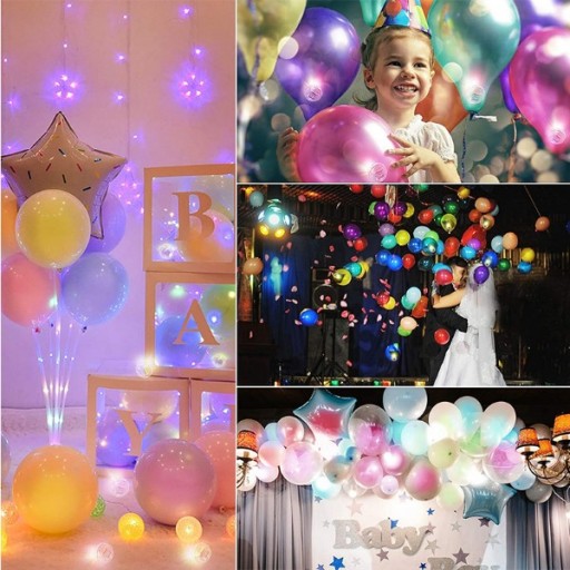 LED svetlo na balóny, 10 kusov, FAREBNÉ
