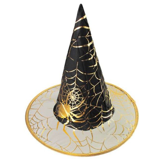 ZLATÝ čierny klobúk HALLOWEEN WITCH