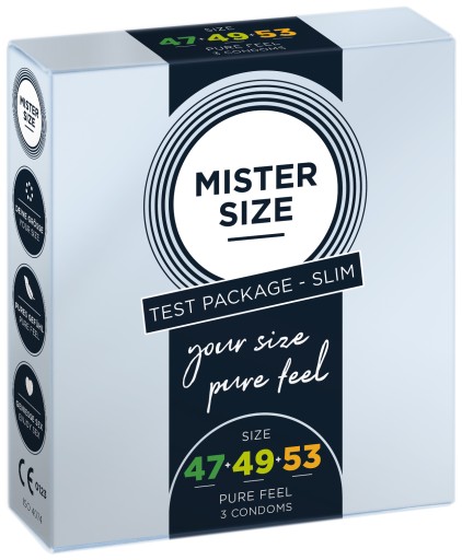 Kondómy MISTER SIZE prispôsobené veľkosti, sada 47 49 53 mm, 3 kusy