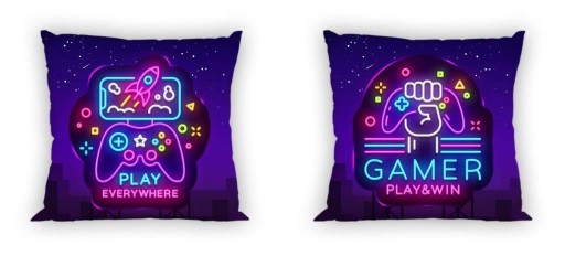 OBOJSTRANNÝ POVLAK NA VANKÚŠ 40x40 NEON HERNÝ PC