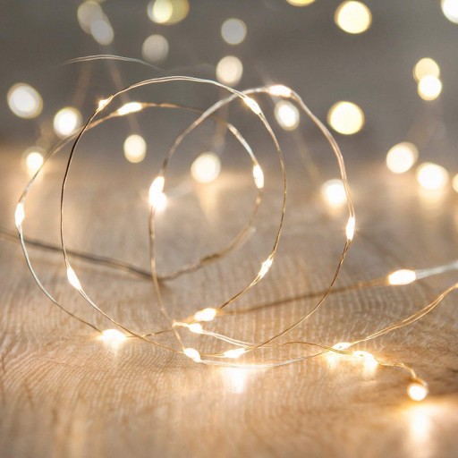 BATÉRIOVÉ NAPÁJANÉ MIKROLED LAMPY - 2m TEPLÁ BIELA