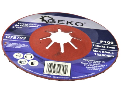 VLÁKNOVÝ KOTÚČ NA BRÚSENIE keramiky, glazúrového kameňa, keramiky 125MM GR100