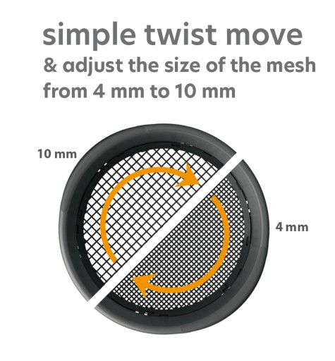 Nastaviteľné záhradné sitko 4-10mm
