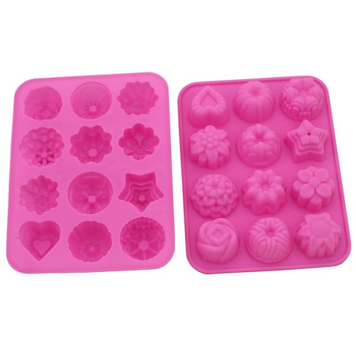 Silikónová forma na mydlo na voskové muffiny 12x mydlo Heart Star MF-102