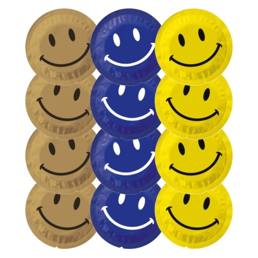 Klasické kondómy EXS SMILEY FACE vo vtipnom sexuálnom tvare, 12 ks.
