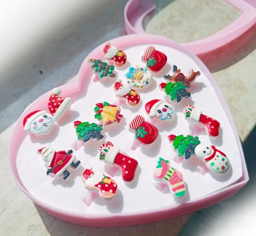 Prstene pre dievčatá 20v1 detské šperky Vianočný darček Santa Claus