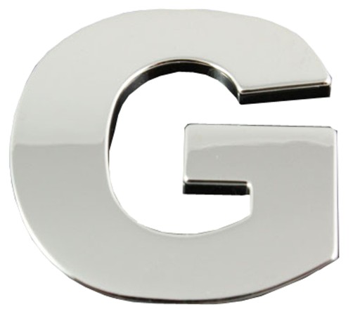 Nálepka Emblém Chrome 3D Číslo Písmeno Písmeno G