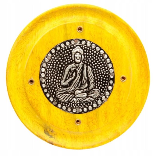 Drevený držiak na vonné tyčinky BUDDHA, žltý