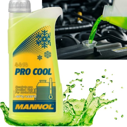 MANNOL PRO COOL 1L kvapalina do chladiča motocyklov GREEN FLUO -40°C/+135°C
