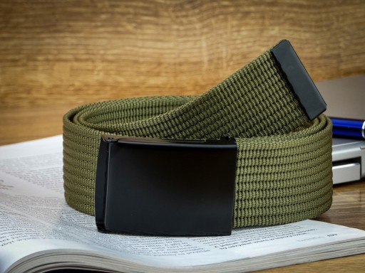 Pánsky KHAKI WEBBING opasok krátka kovová spona MATNÁ