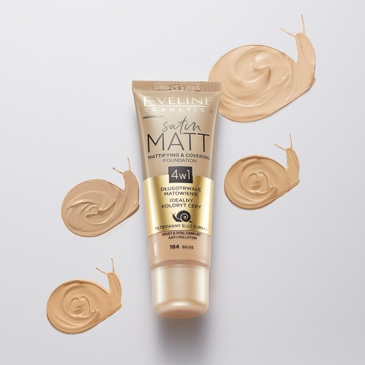 Eveline Cosmetics Satin Matt make-up na tvár č. 104 - Béžová